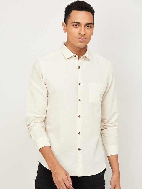 

Fame Forever by Lifestyle Men Beige Slim Fit Solid Casual Shirt