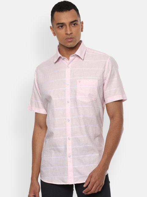 

Van Heusen Sport Men Pink Pure Cotton Slim Fit Striped Casual Shirt
