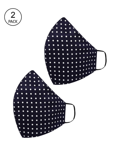 

Tossido Men Pack Of 2 Blue & White Printed 3-Ply Reusable 100% Pure Cotton Cloth Masks