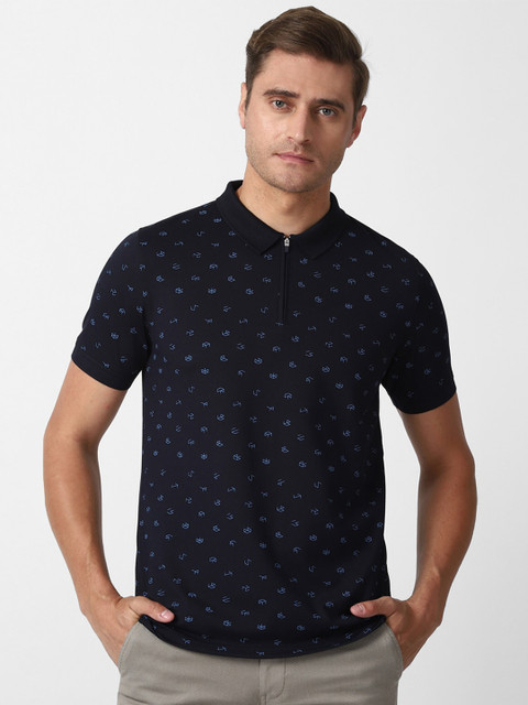 

Louis Philippe Sport Men Navy Blue Printed Polo Collar T-shirt