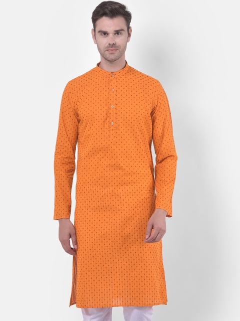 

LAMAAYA Men Orange Printed Cotton Kurta