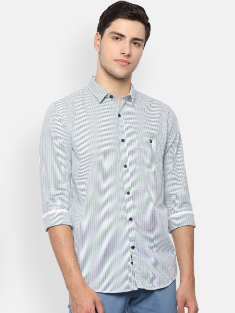 

Louis Philippe Sport Men Blue & Green Pure Cotton Slim Fit Striped Casual Shirt