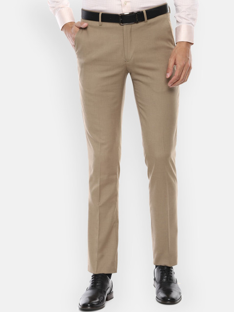

Louis Philippe Men Beige Slim Fit Solid Formal Trousers