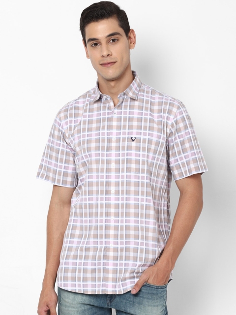

Allen Solly Men Beige Slim Fit Checked Casual Shirt