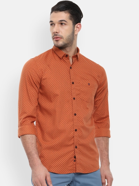 

Louis Philippe Sport Men Orange Pure Cotton Slim Fit Printed Casual Shirt