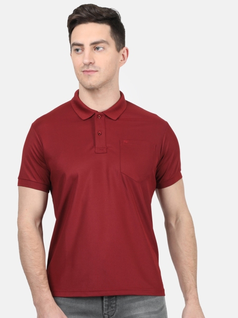 

Monte Carlo Men Maroon Solid Polo Collar T-shirt