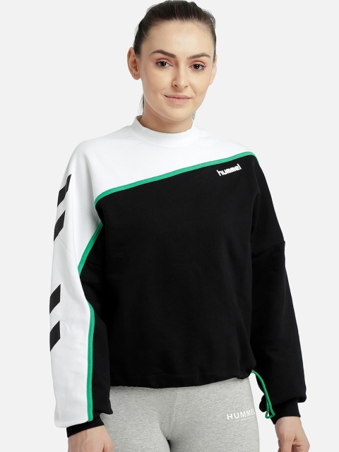 

hummel Women Black & White Colourblocked Sweatshirt