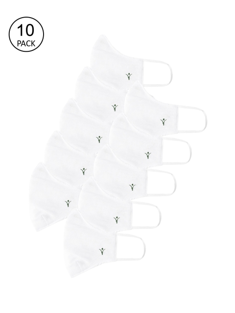 

RAMRAJ COTTON Unisex Pack Of 10 White Solid 2-Ply Reusable Cloth Masks
