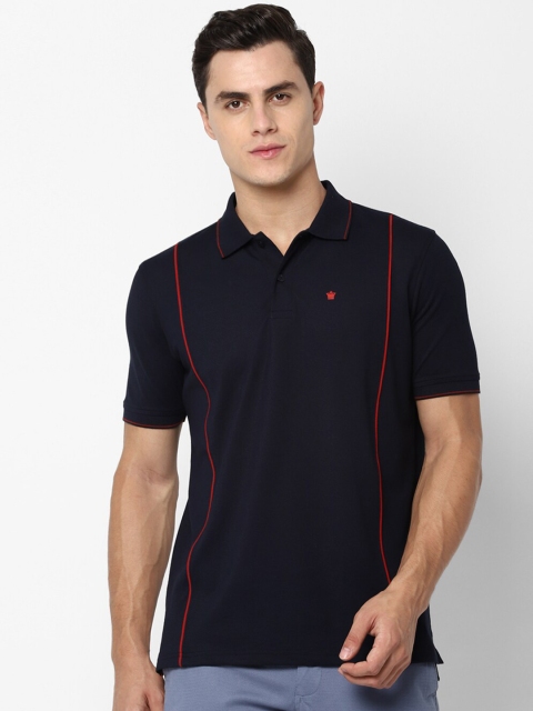 

Louis Philippe Men Navy Blue Solid Polo Collar T-shirt