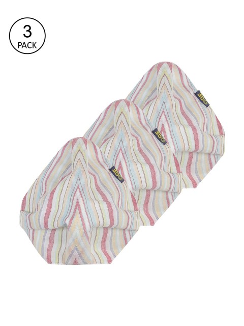 

3BO Women Pack Of 3 White & Pink Printed 3-Ply Cotton Reusable Cloth Face Masks