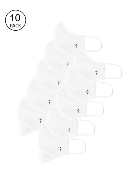 

RAMRAJ COTTON Unisex Pack Of 10 White Solid 2-Ply Reusable Cloth Masks