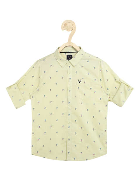 

Allen Solly Junior Boys Yellow Pure Cotton Slim Fit Printed Casual Shirt