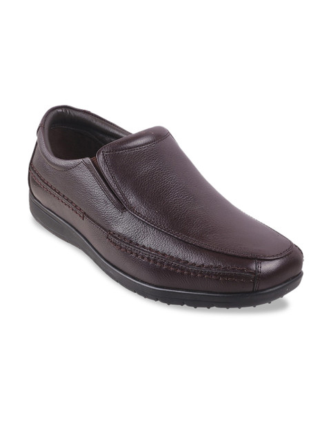 

Mochi Men Coffee Brown Leather Formal Slip-Ons
