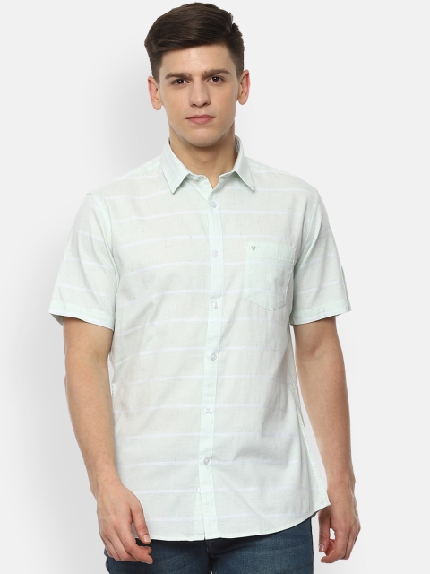 

Van Heusen Sport Men Green Slim Fit Striped Pure Cotton Casual Shirt
