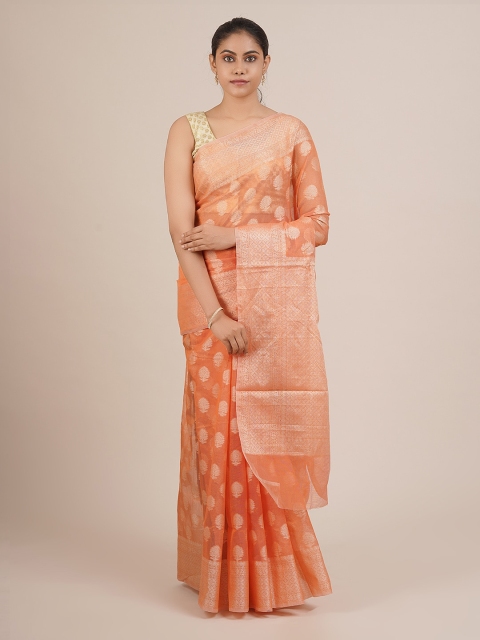 

Pothys Orange Woven Design Supernet Saree