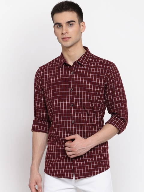 

Pepe Jeans Men Burgundy Regular Fit Checked Cotton Casual Shirt