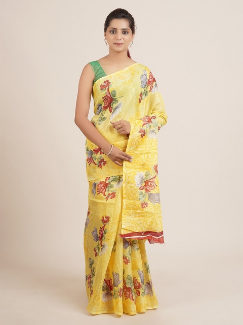 

Pothys Yellow Printed Pure Cotton Saree
