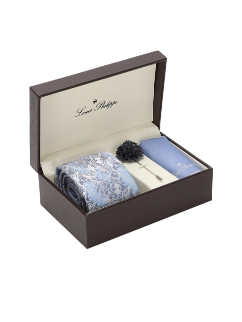 

Louis Philippe Men Blue & White Printed Accessory Gift Set