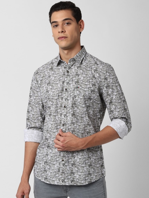 

Peter England Casuals Men Grey Slim Fit Printed Cotton Casual Shirt
