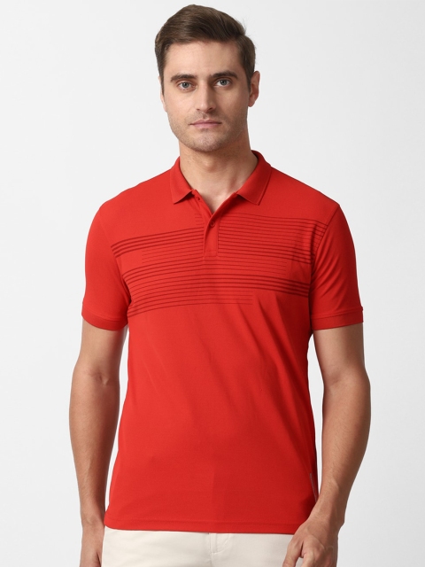 

Louis Philippe Sport Men Red Striped Polo Collar T-shirt