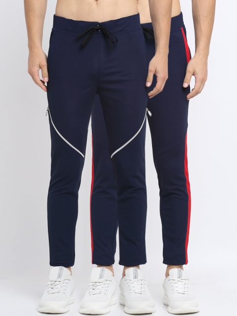 

NEUDIS Men Pack Of 2 Blue Solid Slim Track Pants