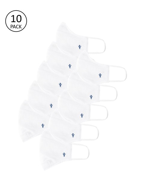 

RAMRAJ COTTON Unisex Pack Of 10 White Solid 2-Ply Reusable Cloth Masks
