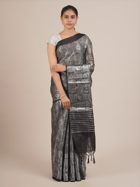 

Pothys Black Woven Design Tissue Saree