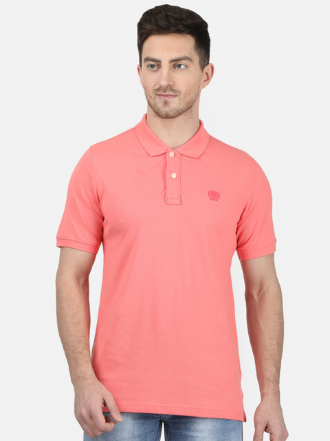 

Monte Carlo Men Pink Solid Polo Collar T-shirt