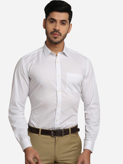 

Greenfibre Men White Slim Fit Printed Pure Cotton Casual Shirt