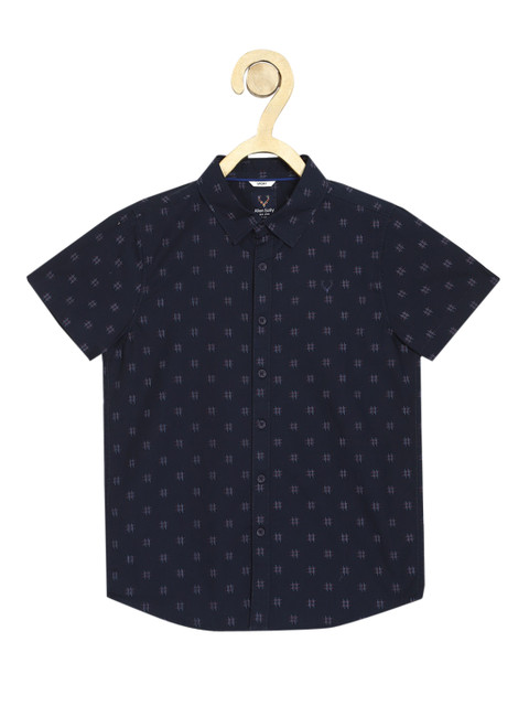 

Allen Solly Junior Boys Navy Blue Pure Cotton Slim Fit Printed Casual Shirt