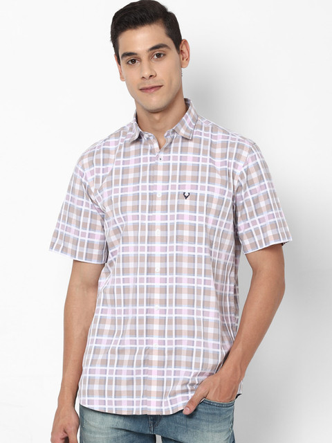 

Allen Solly Men Beige Slim Fit Checked Casual Shirt