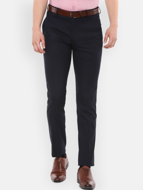 

Louis Philippe Men Navy Blue Slim Fit Solid Formal Trousers