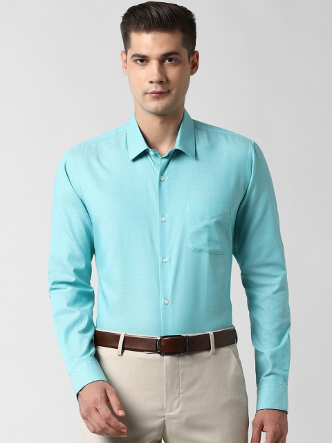 

Peter England Men Blue Slim Fit Self Design Casual Shirt