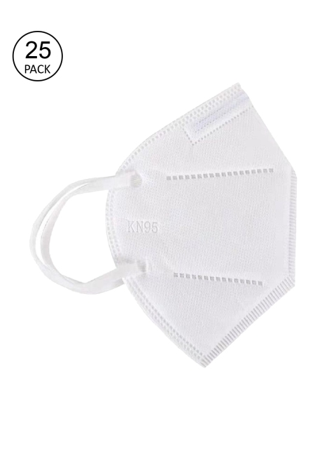 

OOMPH Unisex Pack Of 25 White Solid 5-Ply Reusable Anti-Pollution KN95 Face Masks
