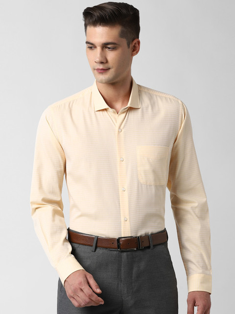 

Peter England Men Yellow Slim Fit Self Design Casual Shirt