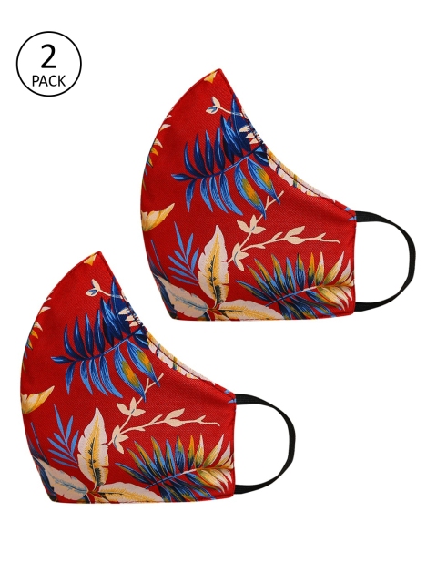 

Tossido Women Pack Of 2 Red & Blue Printed 3-Ply 100% Cotton Premium Reusable Cloth Face Masks