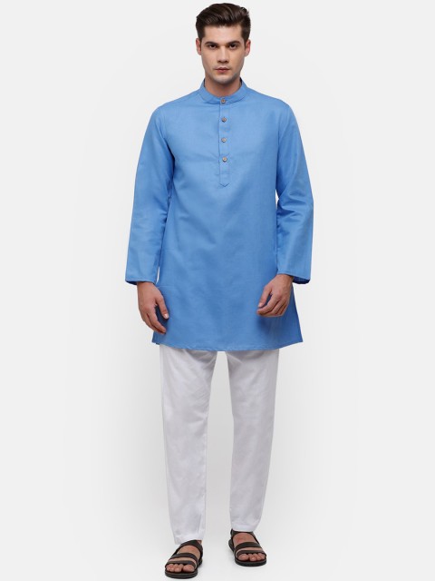

CAVALLO by Linen Club Men Blue Solid Kurta