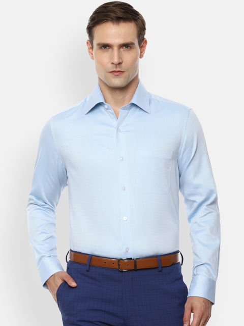 

Louis Philippe Men Blue Pure Cotton Regular Fit Self Design Formal Shirt