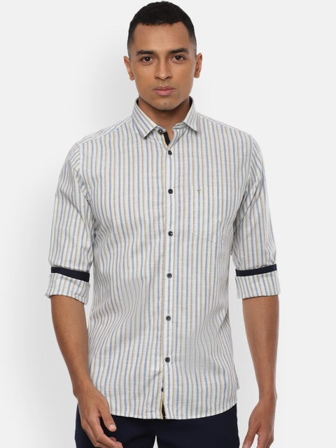 

Van Heusen Sport Men White Pure Cotton Slim Fit Striped Casual Shirt
