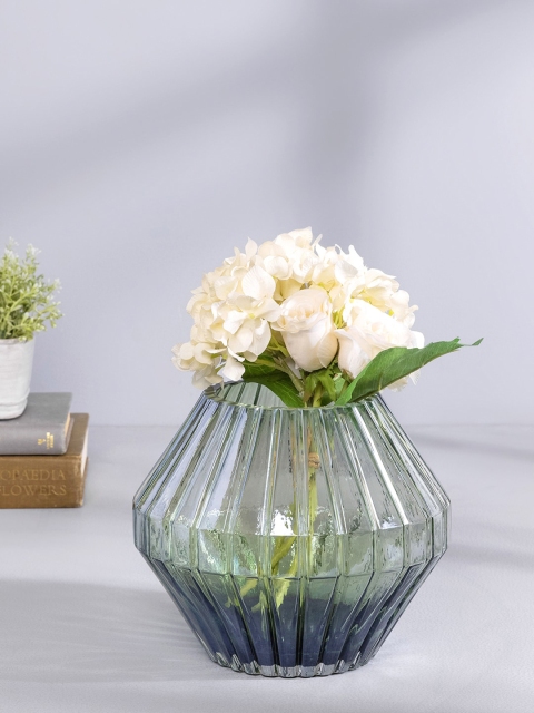 

Pure Home and Living Green Clear Hexagonal Ribbed Glass Vase
