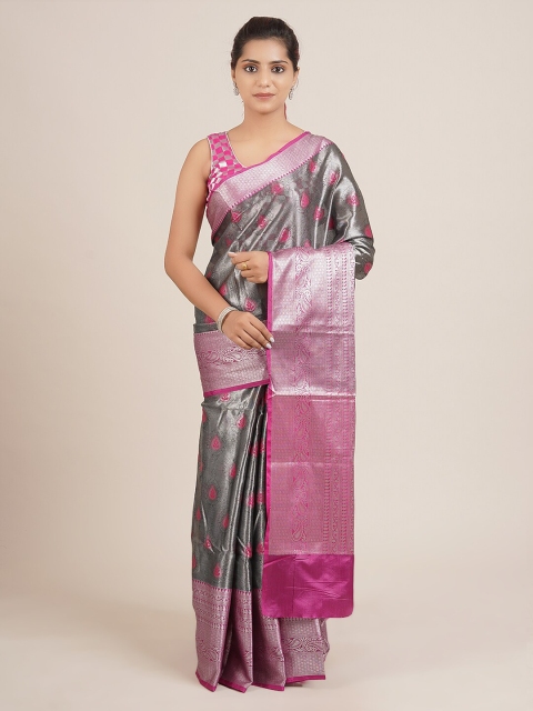 

Pothys Grey Woven Design Jute Silk Saree