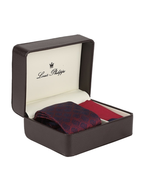 

Louis Philippe Men Navy Blue & Red Self-Design Accessory Gift Set