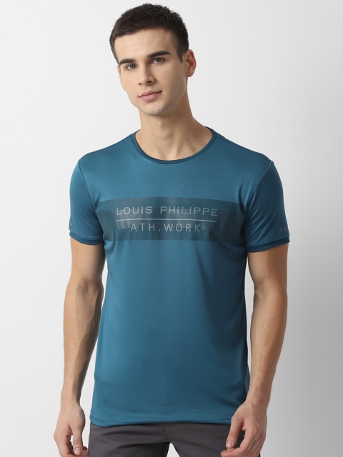 

Louis Philippe Sport Men Teal Blue Slim Fit Printed Round Neck T-shirt