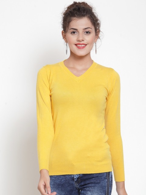 

Global Republic Women Mustard Yellow Solid Pullover Sweater