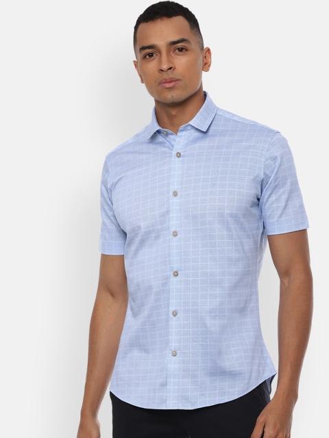 

Van Heusen Sport Men Blue Slim Fit Checked Pure Cotton Casual Shirt