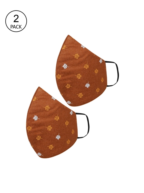 

Tossido Men Pack Of 3 Brown & White Printed 3-Ply Cotton Reusable Cloth Face Masks