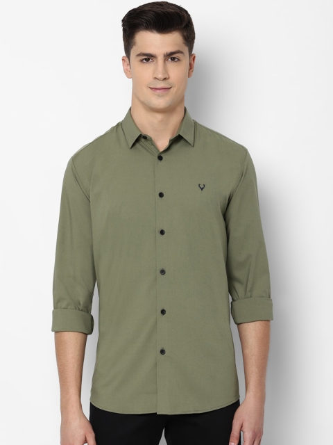 

Allen Solly Men Olive Green Slim Fit Solid Casual Shirt