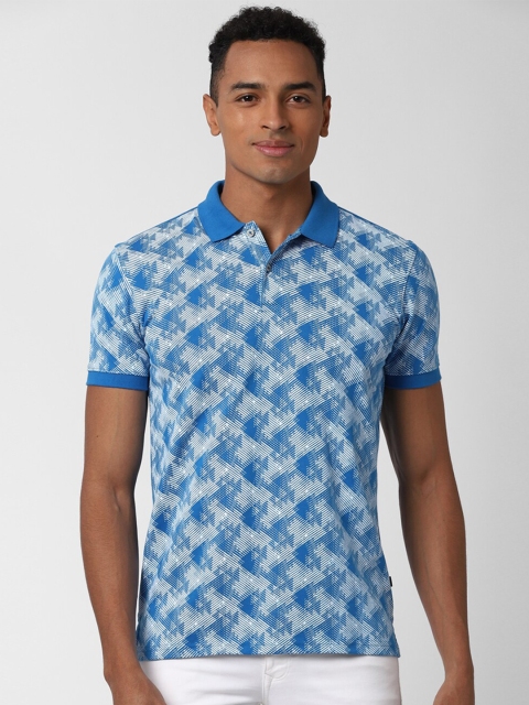 

Peter England Casuals Men Blue Printed Polo Collar T-shirt