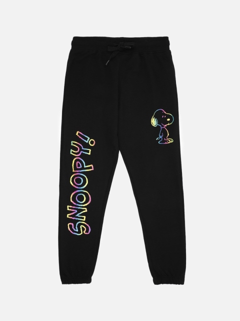 

Kids Ville Peanuts Girls Black & Yellow Print Cotton Joggers