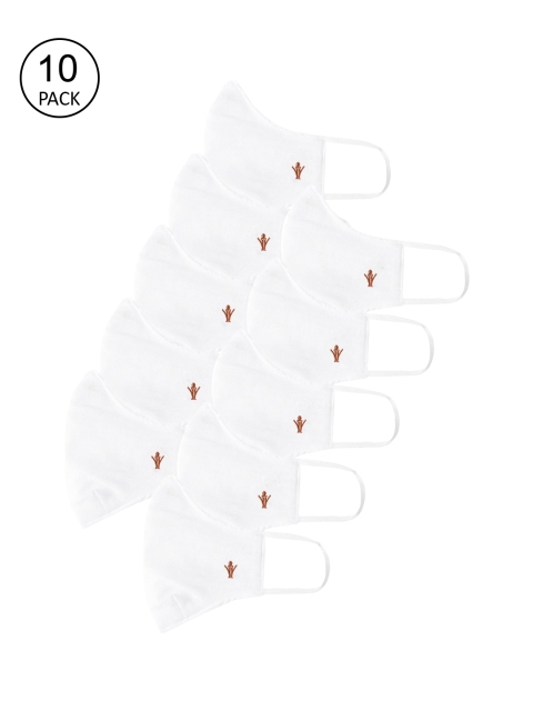 

RAMRAJ COTTON Unisex Pack Of 10 White Solid 2-Ply Reusable Cloth Masks